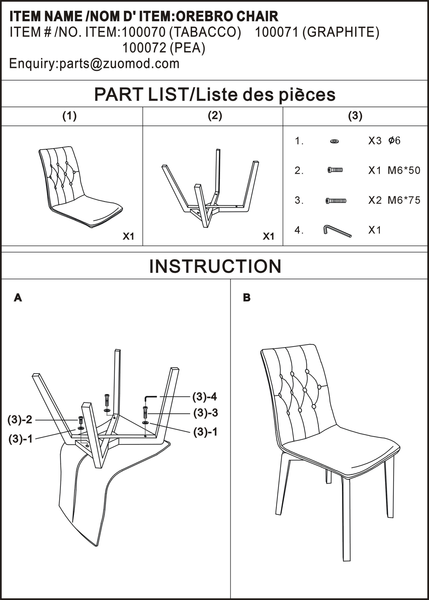 Orebro Dining Chair Graphite