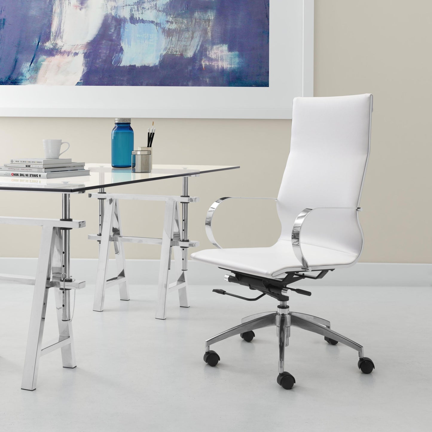 Glider High Back Office Chair White