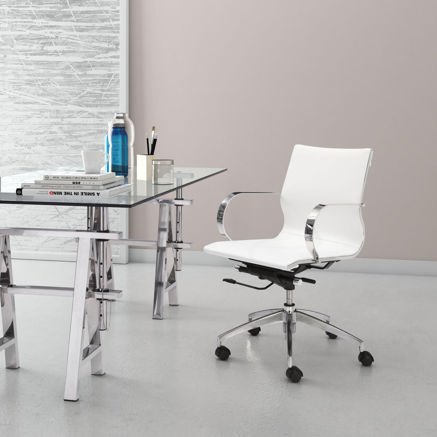 Glider Low Back Office Chair White
