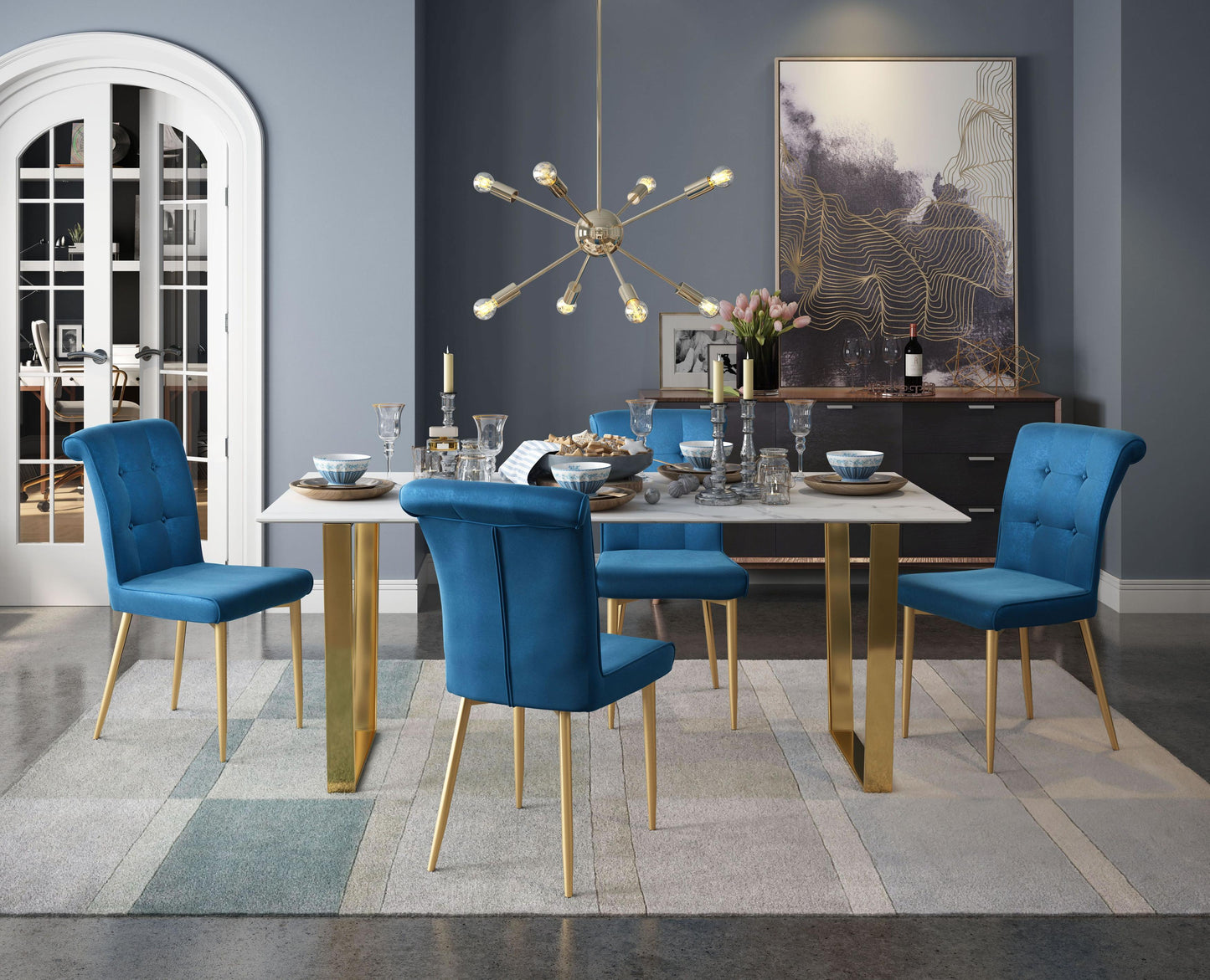 Atlas Dining Table White & Gold