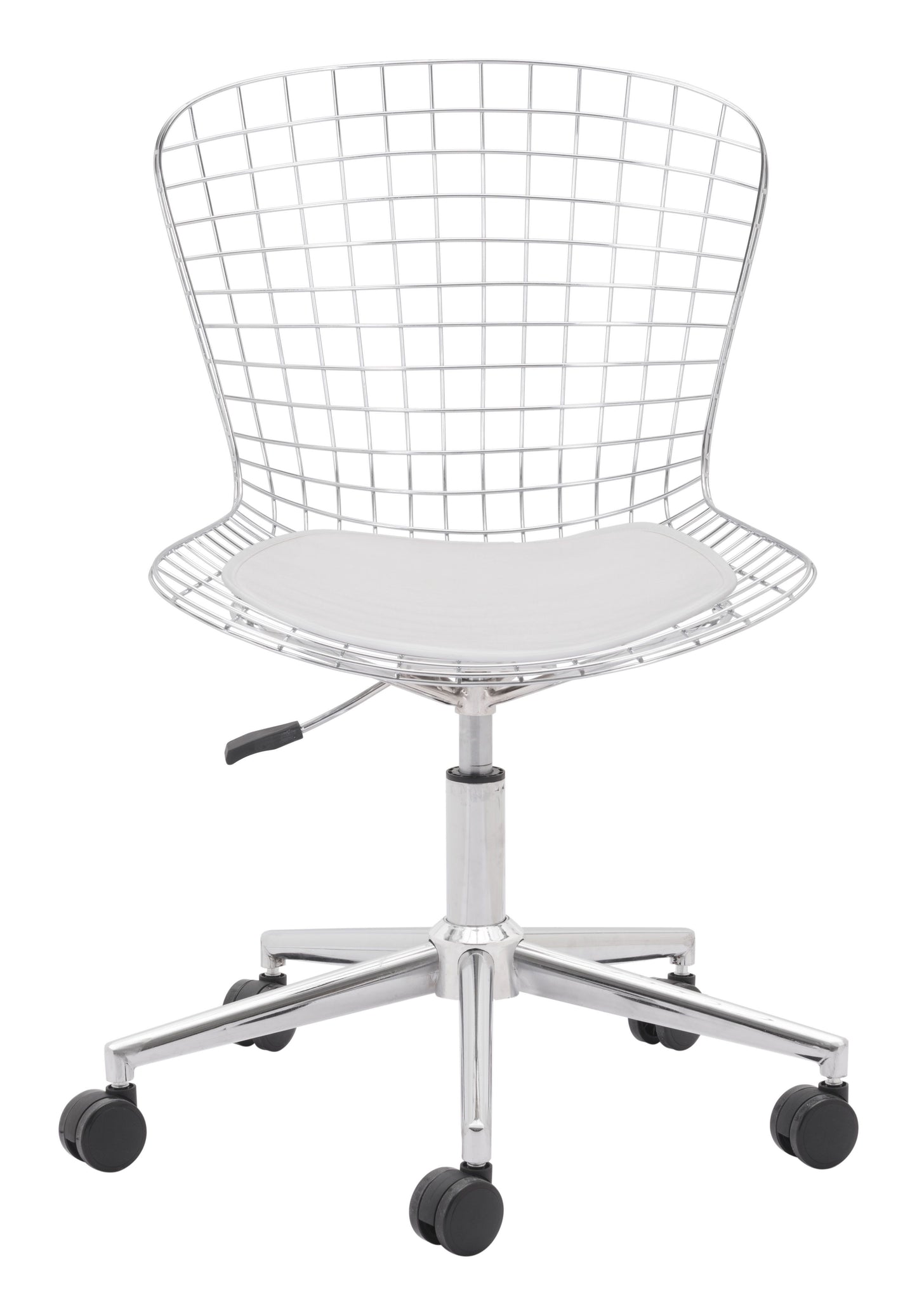 Wire Office Chair Chrome & White Cushion