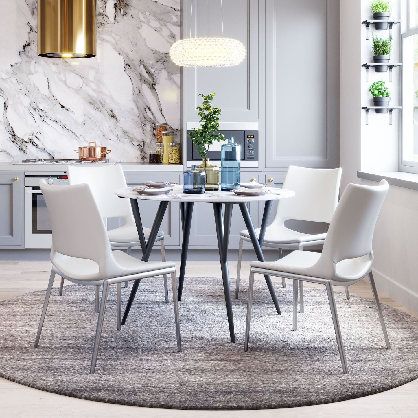 Ace Dining Chair White & Silver