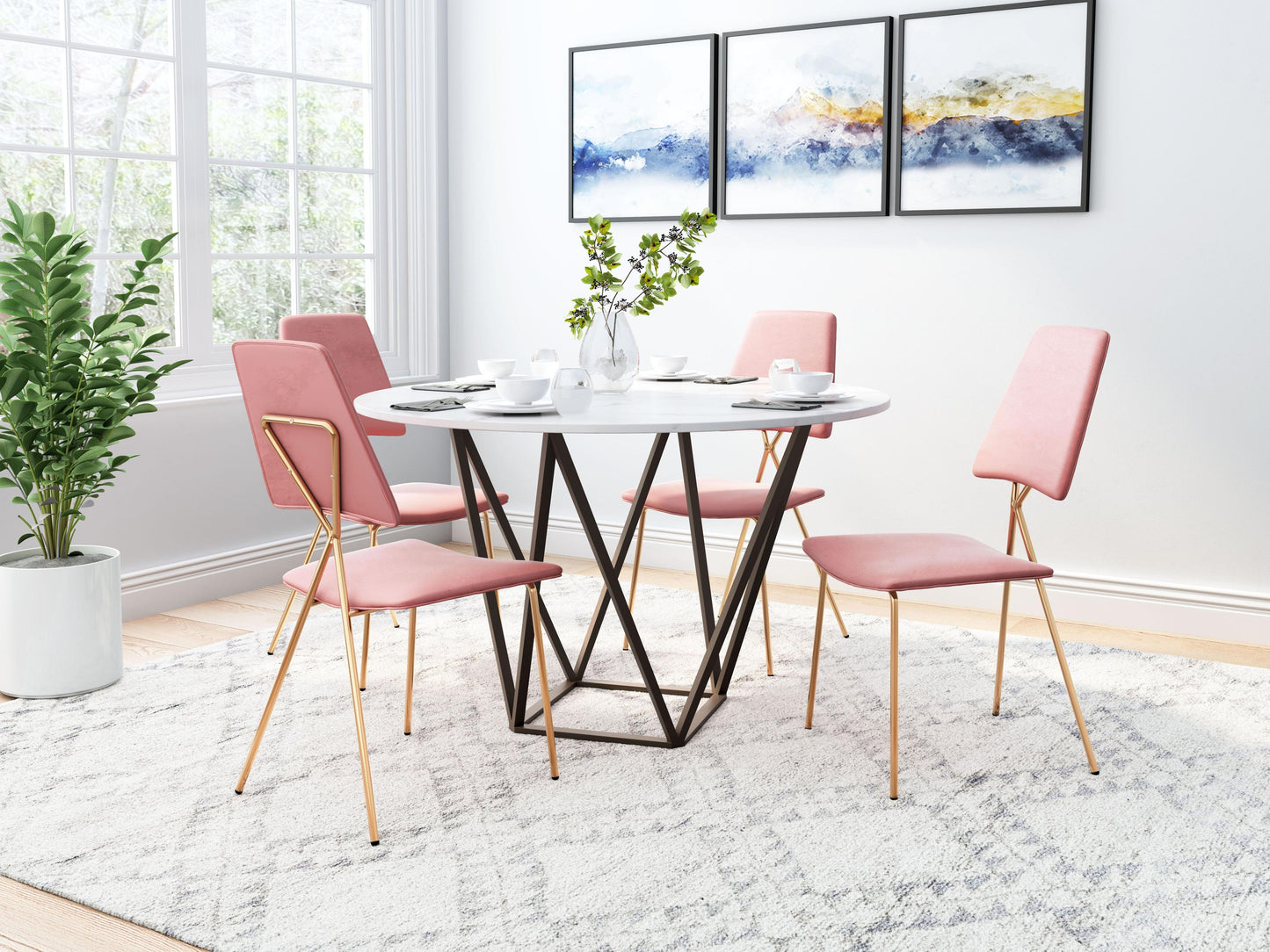 Chloe Dining Chair Pink & Gold
