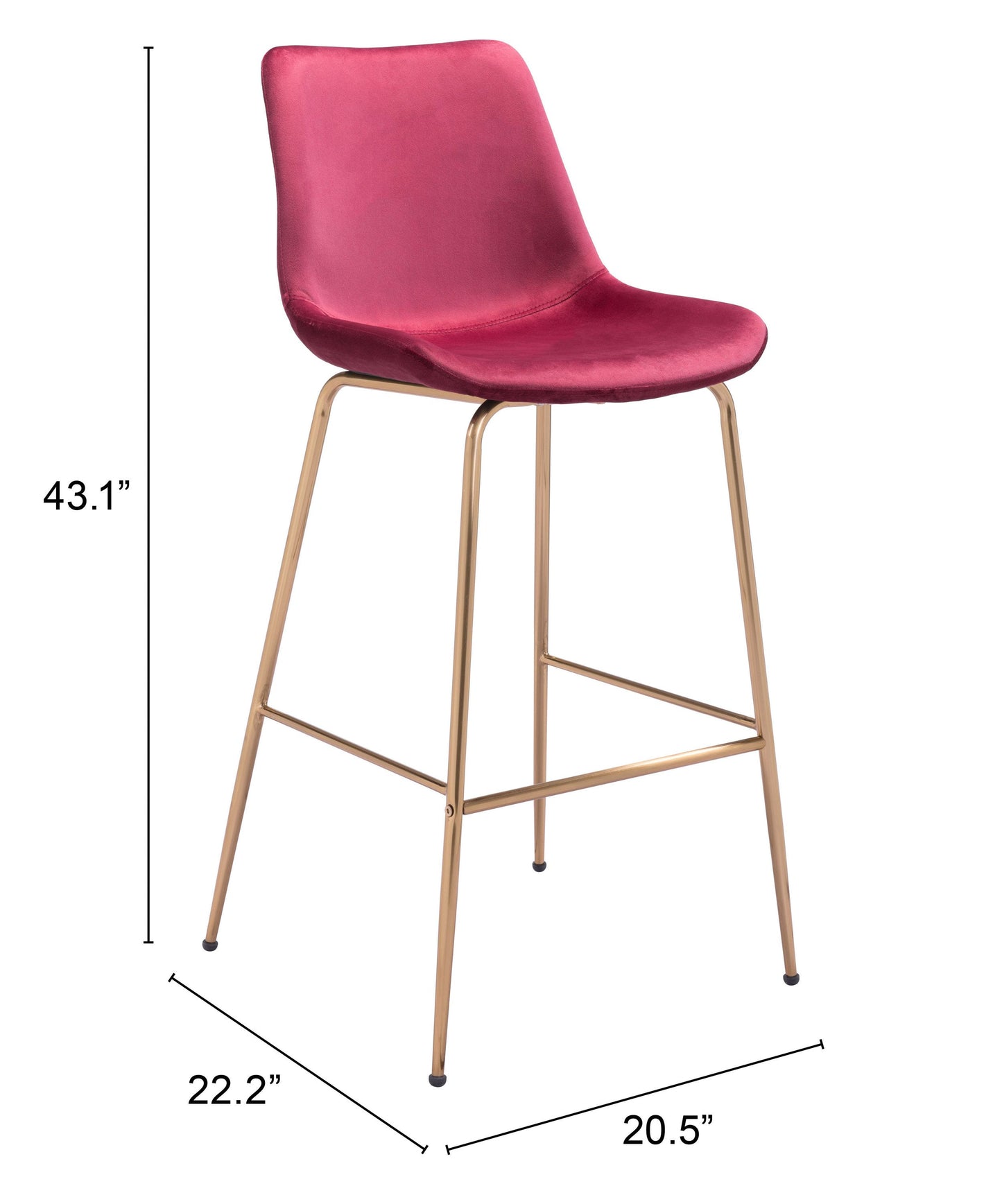 Tony Bar Chair Red & Gold