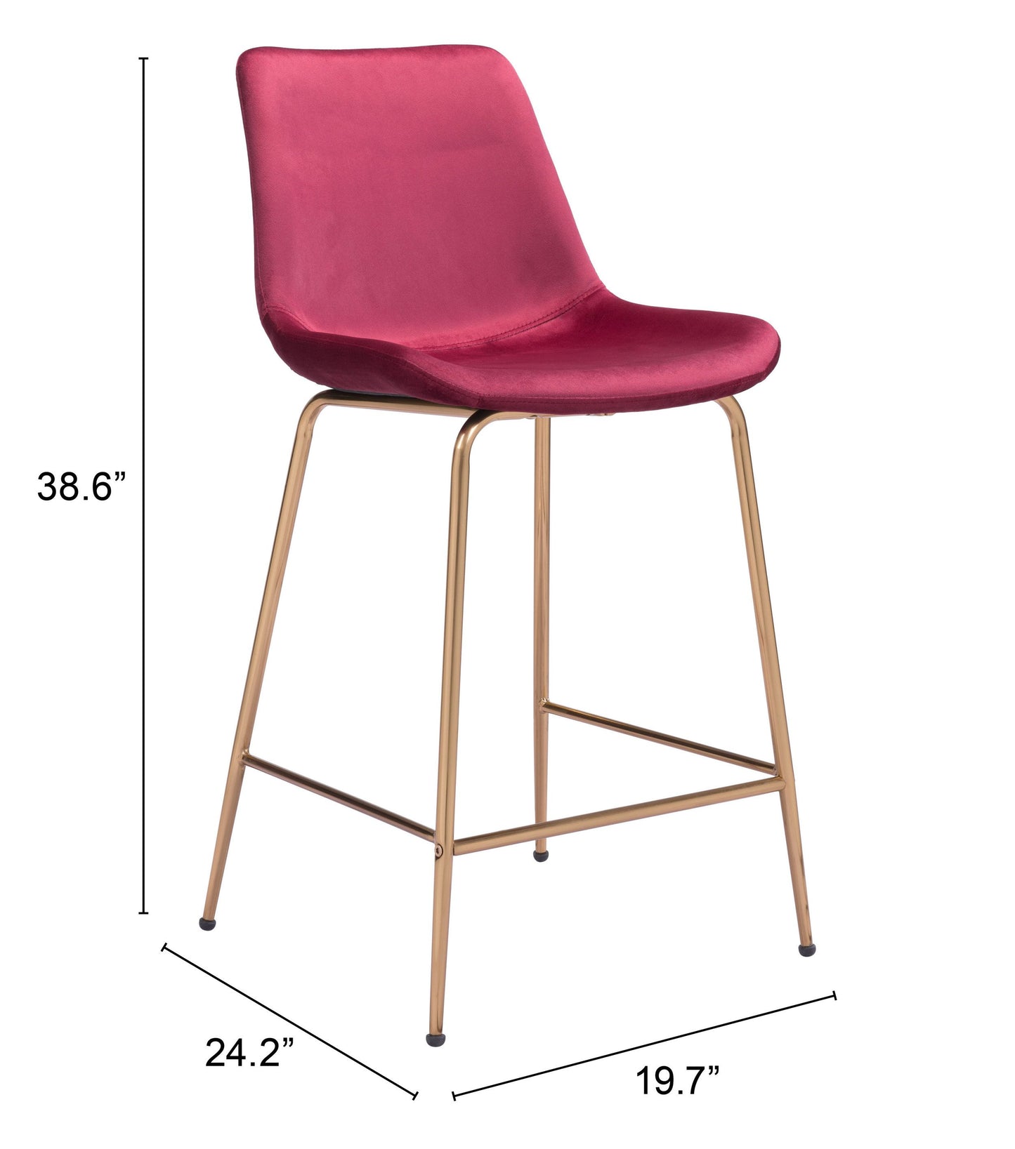 Tony Counter Chair Red & Gold
