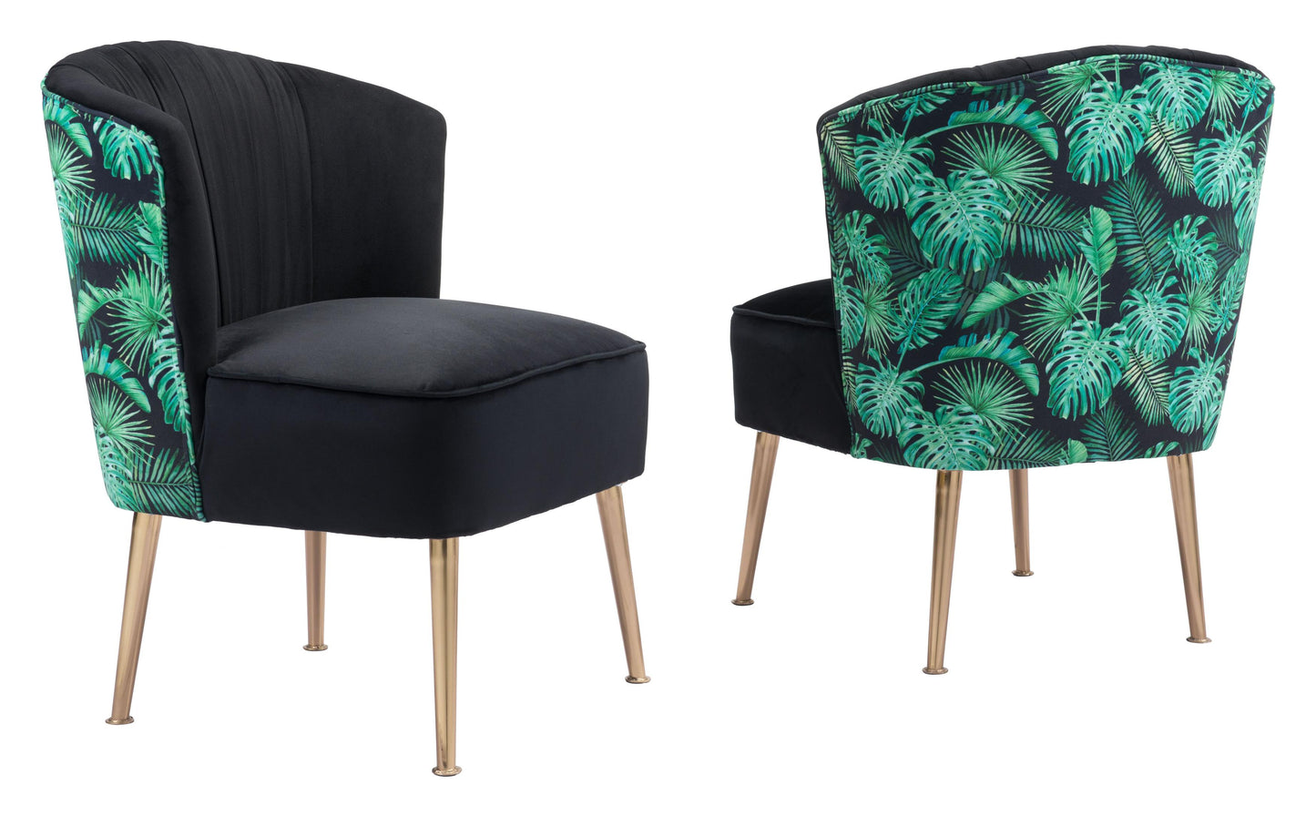 Tonya Accent Chair Black, Gold & Tropical Print