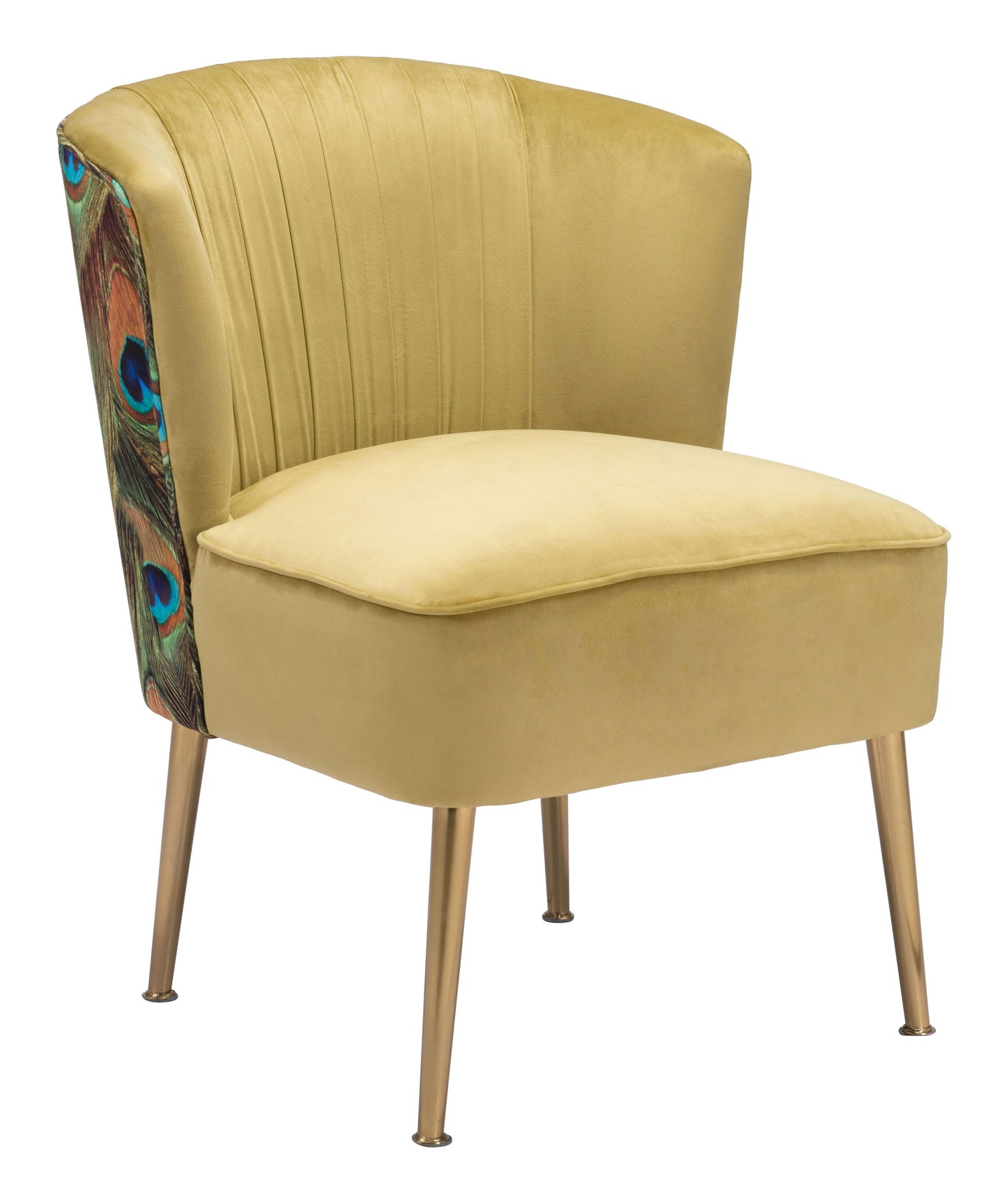 Tabitha Accent Chair Green, Gold & Peacock Print