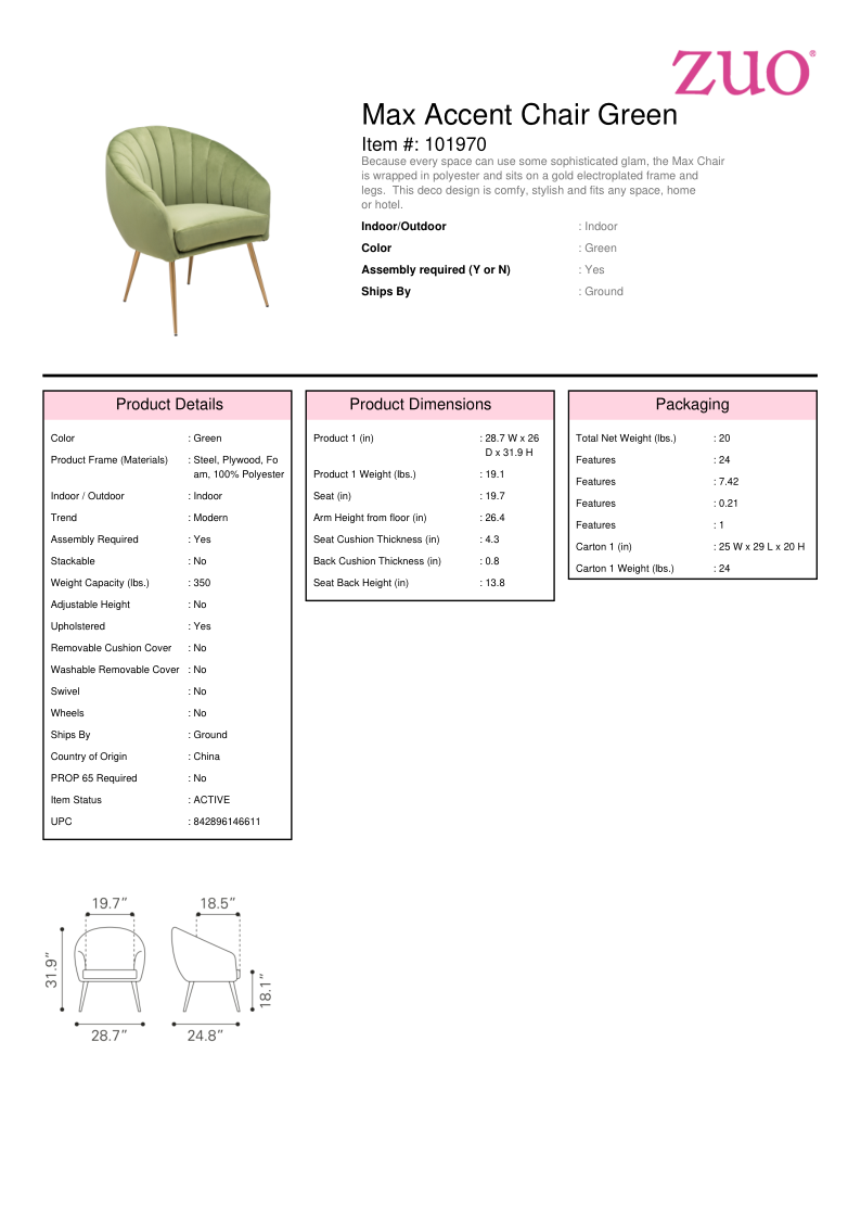 Max Accent Chair Green