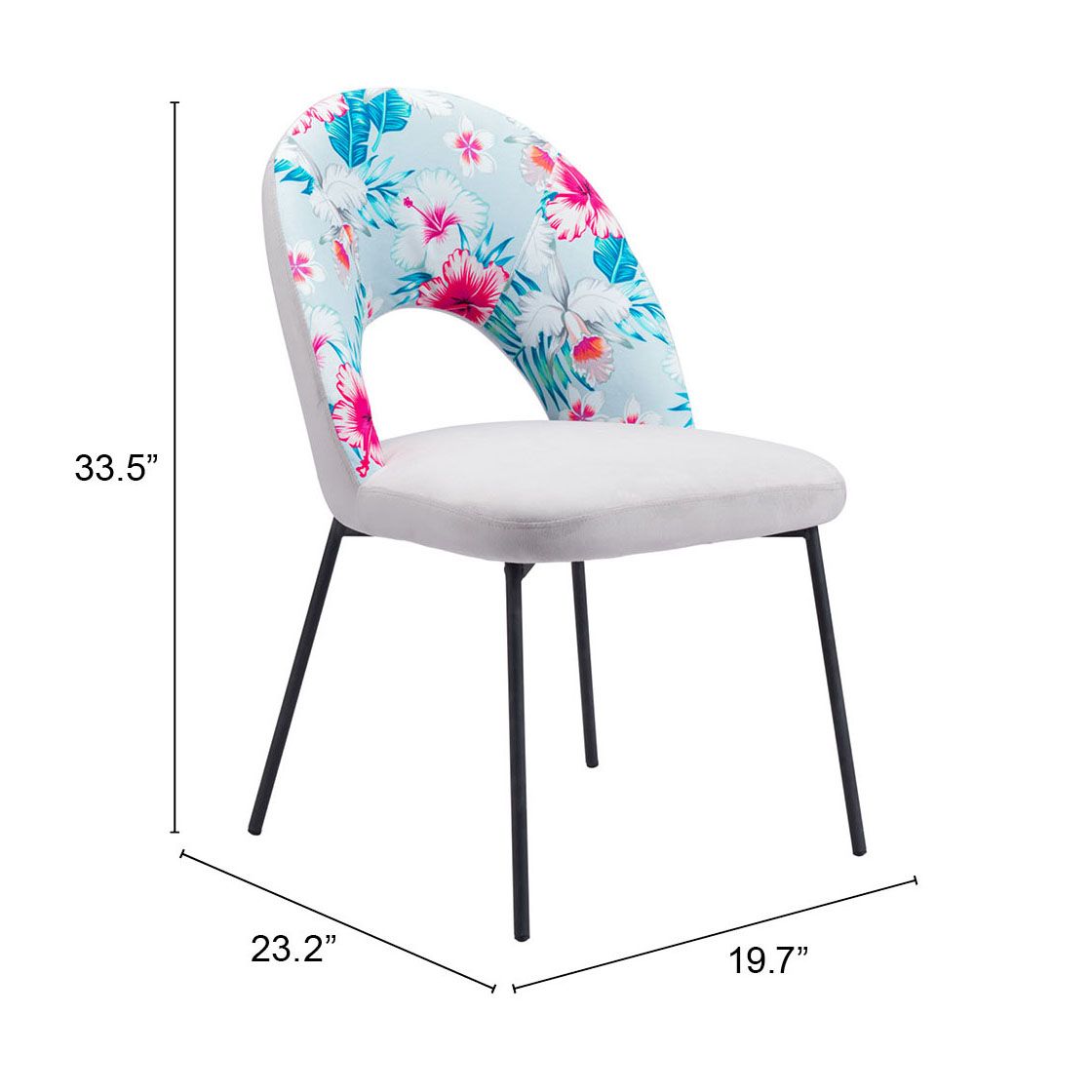 Torrey Dining Chair Multicolor Print & Gray