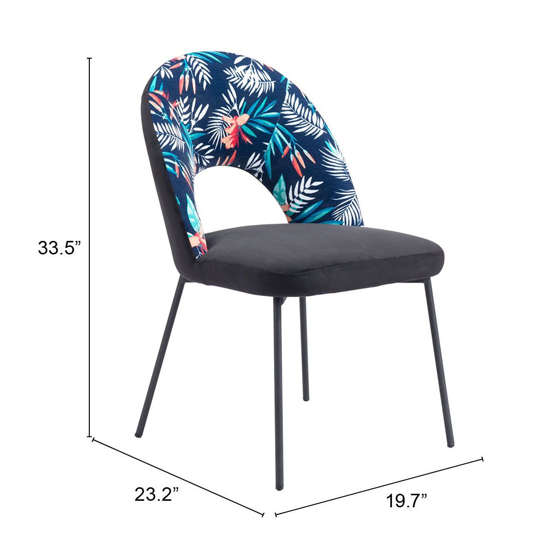 Merion Dining Chair Multicolor Print & Black