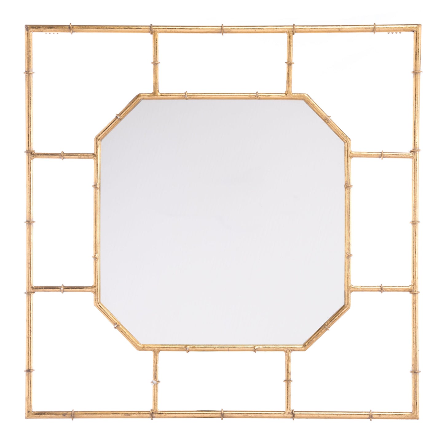 Bamboo Square Mirror Gold